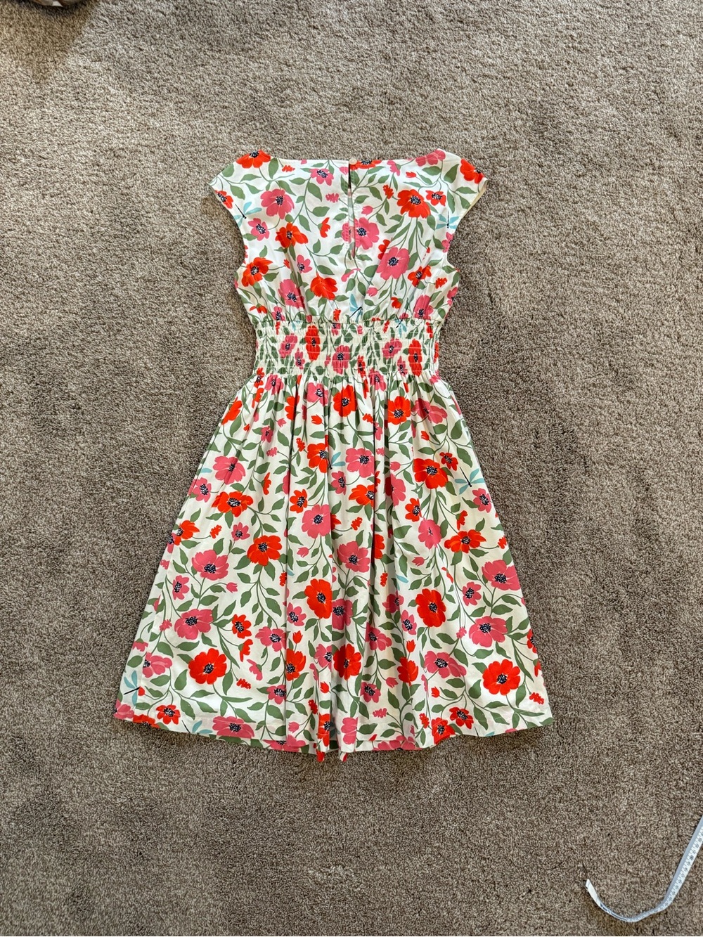 KateSpade Garden Blooms Floral Shirred Waist Dress - Pink & Red Flowers - Picture 2 of 5